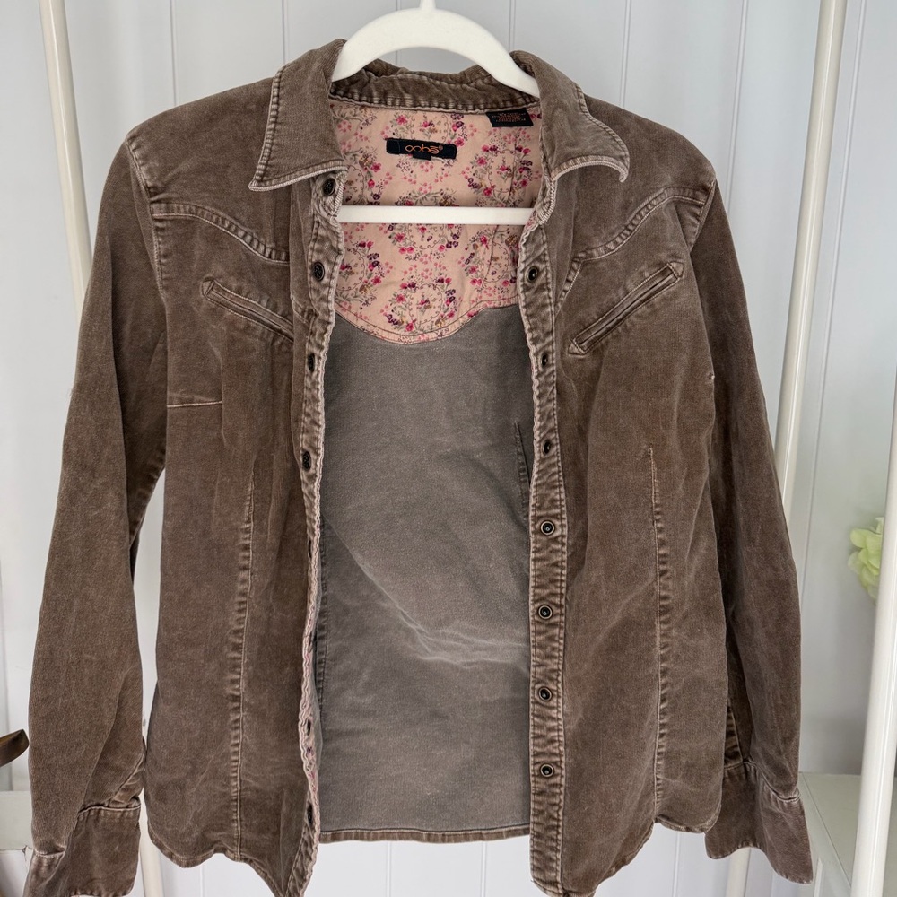Oobe Y2K Brown Corduroy Lightweight Button Down Top Jacket Women’s Medium